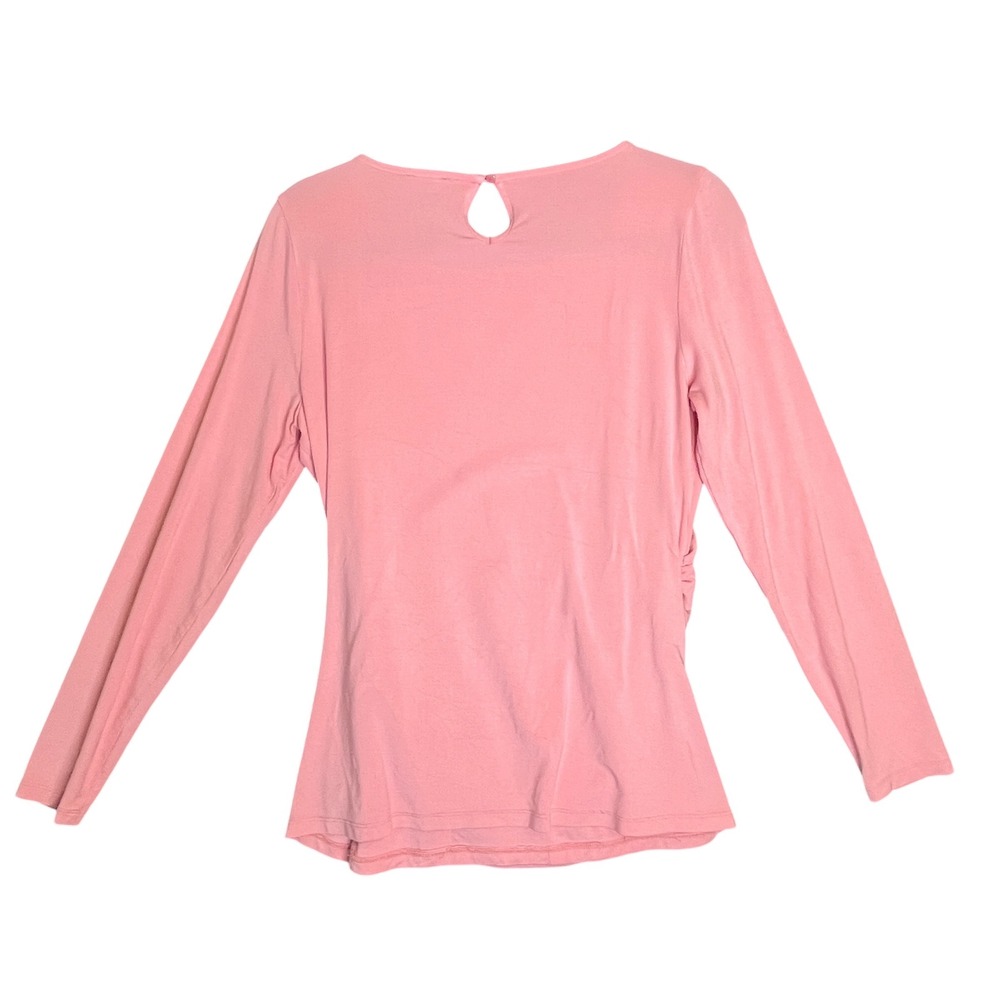 Talbots Blouse Womens SP Pink Ruched Side Keyhole Back Rayon Stretch Career Top - Picture 2 of 10